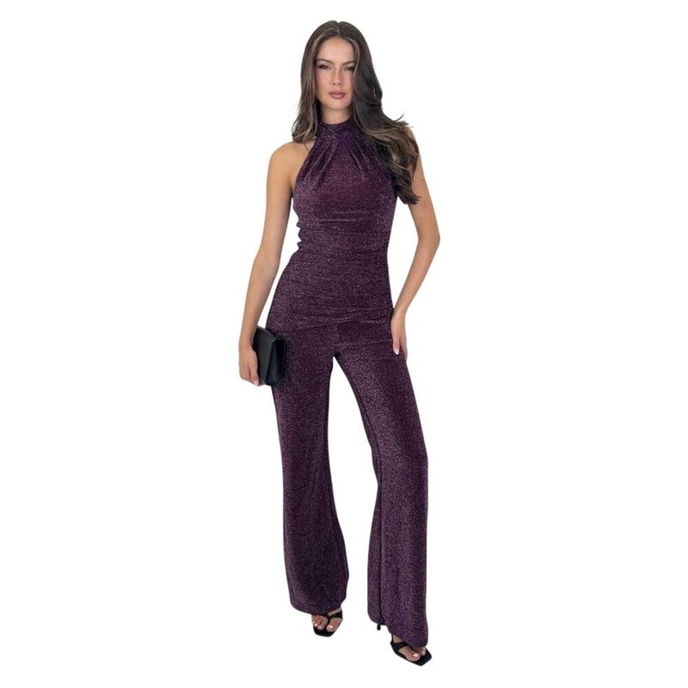 AX Paris Womens/Ladies Sparkle Fitted Jumpsuit / Plum